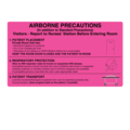 Nevs Precaution Labels - Airborne Precaution 4-1/2" x 8" Flr Pink w/Black N-5253
